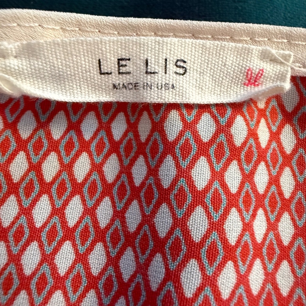 LE LIS USA Made Boho Crochet Trim Geometric Print‎ Tank Top Womens L - Picture 2 of 9